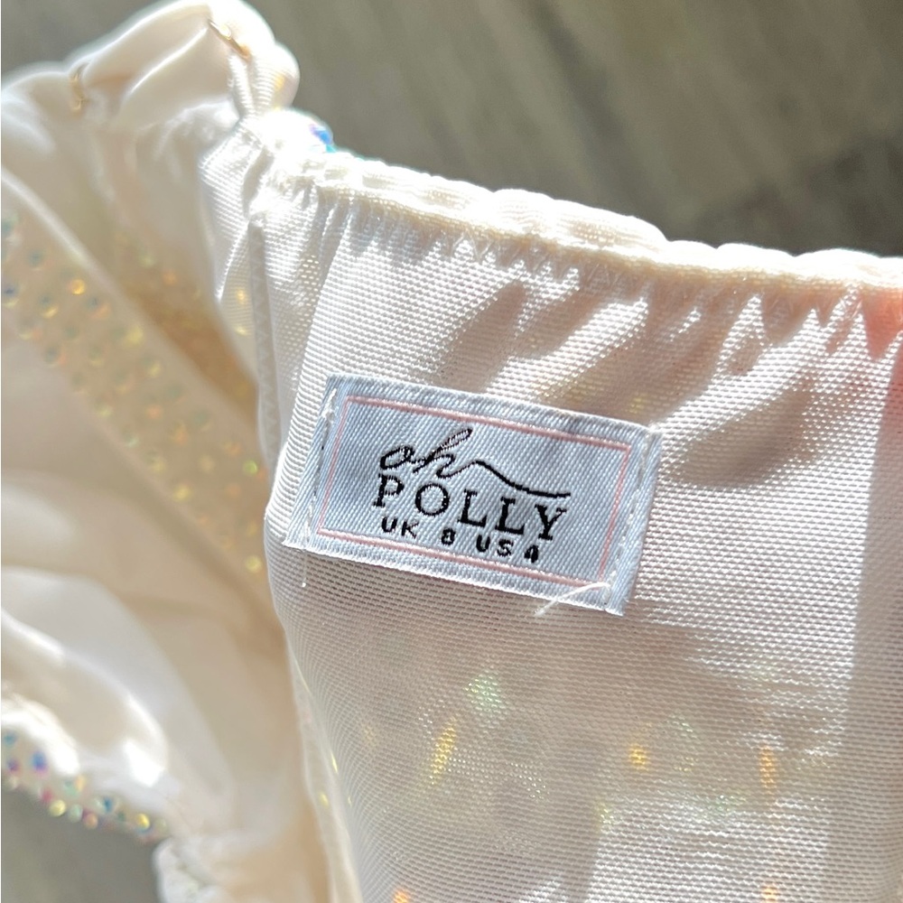Oh Polly Ines Embellished Corset Mini Dress in Ivory US 4 - Picture 8 of 13